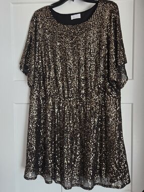 Yours Clothing Gold Sequin Tunic Top